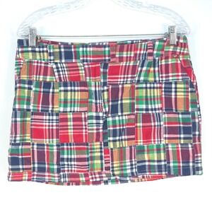 Vintage Piper & Blue Patchwork Madras Plaid Mini Skirt Women's 9 Preppy Peasant